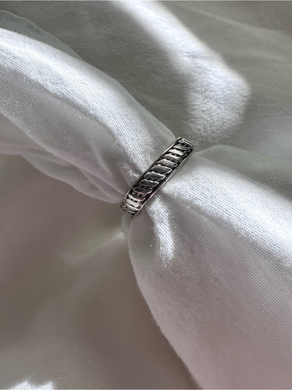 Silver Rope-Textured Band Ring - Women's Jewelry Size 4